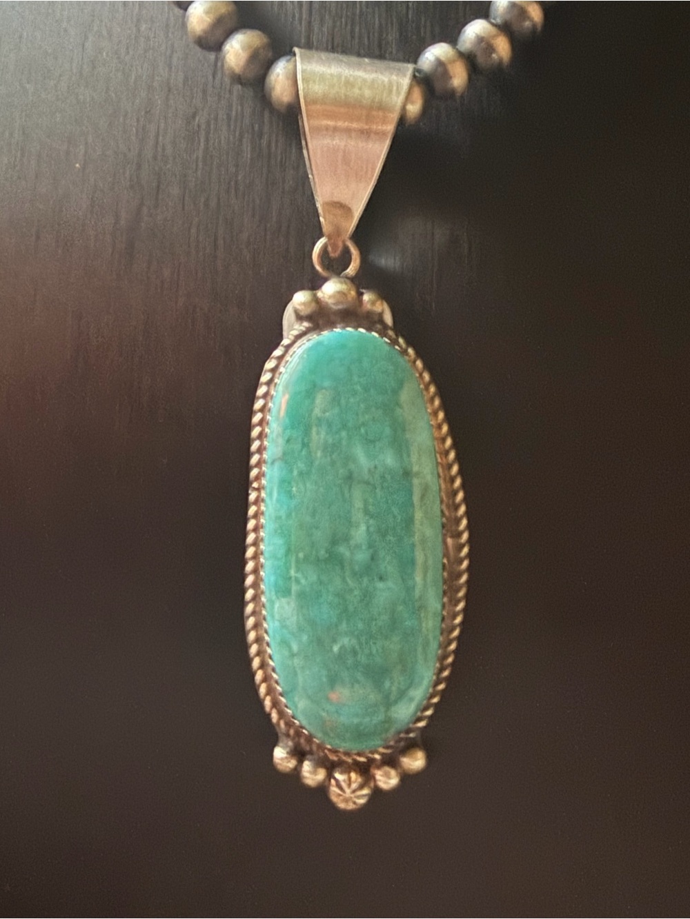 Sterling Silver Royston Turquoise Pendant Necklace - Green Stone - Picture 2 of 8